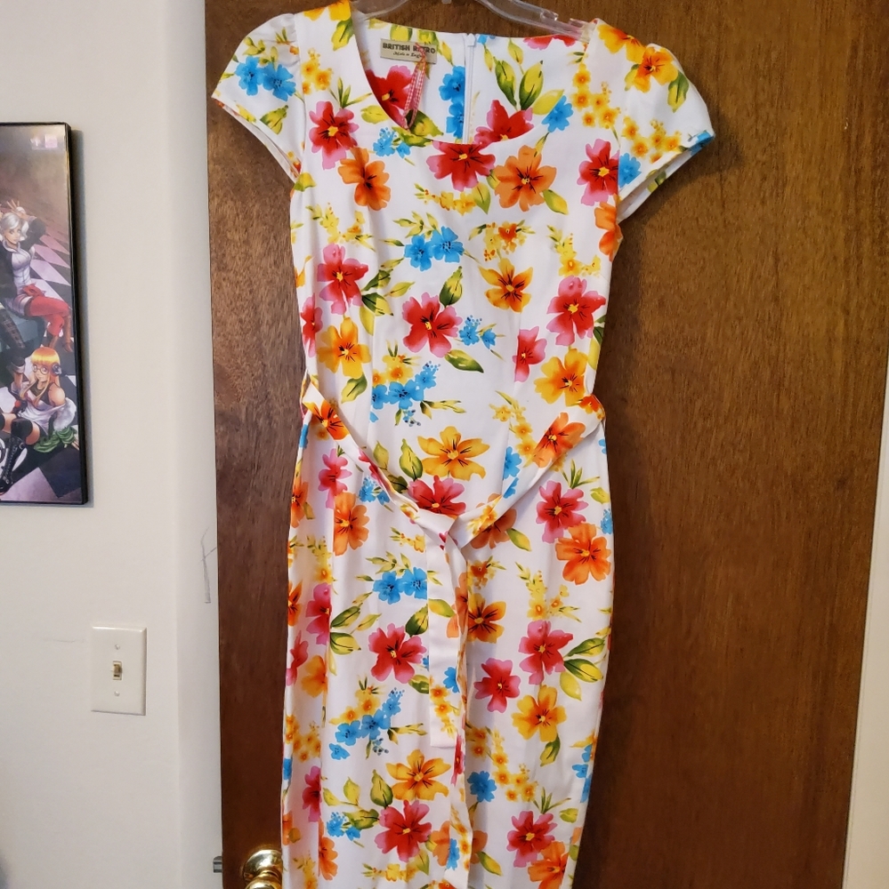 Pinup Girl British Retro Pencil Dress Easter Spring